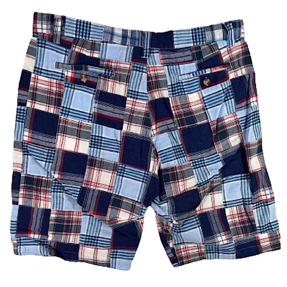SIEGFRIED Men’s VINTAGE Patchwork Plaid Madras Flat Front Shorts Size 36 - Picture 2 of 5
